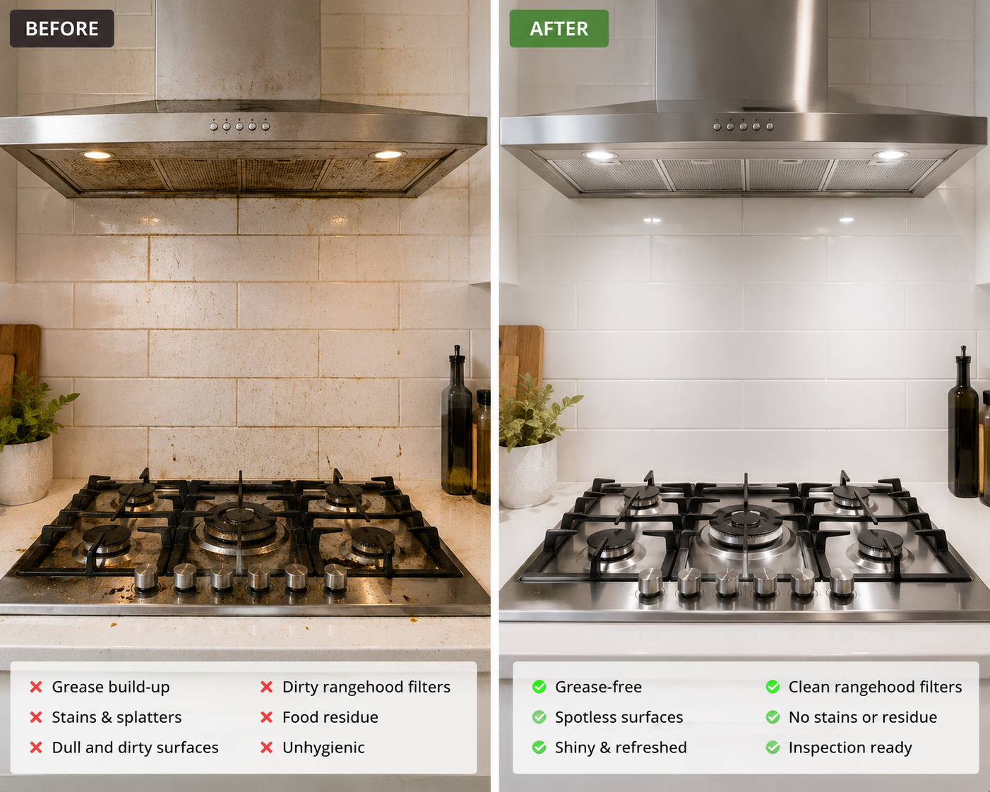 Cooktop before and after professional end of lease cleaning – Panthara Cleaning Melbourne